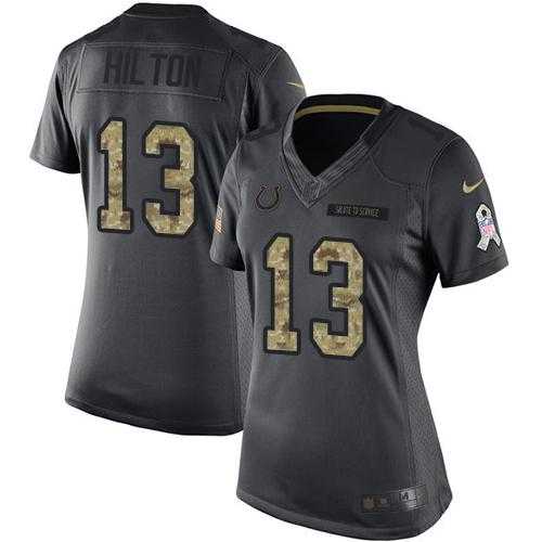 Women's Nike Indianapolis Colts #13 T.Y. Hilton Anthracite Stitched NFL Limited 2016 Salute to Service Jersey