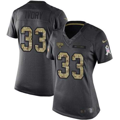 Women's Nike Jacksonville Jaguars #33 Chris Ivory Anthracite Stitched NFL Limited 2016 Salute to Service Jersey