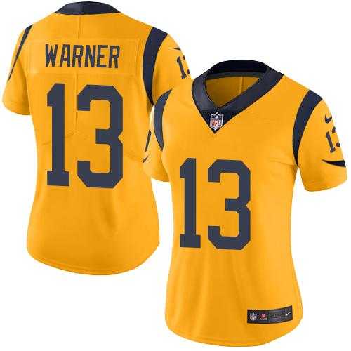 Women's Nike Los Angeles Rams #13 Kurt Warner Gold Stitched NFL Limited Rush Jersey