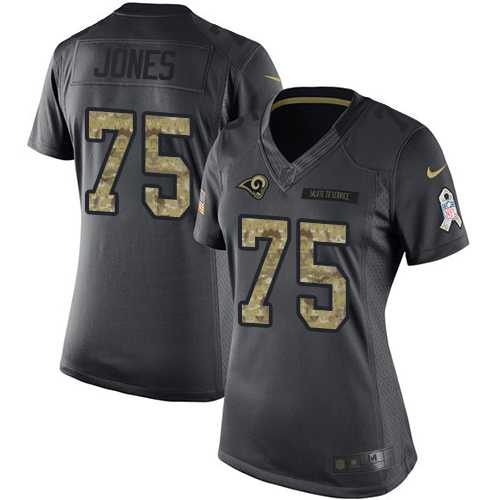 Women's Nike Los Angeles Rams #75 Deacon Jones Limited Black 2016 Salute to Service NFL Jersey