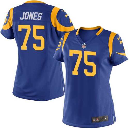 Women's Nike Los Angeles Rams #75 Deacon Jones Limited Royal Blue Alternate NFL Jersey