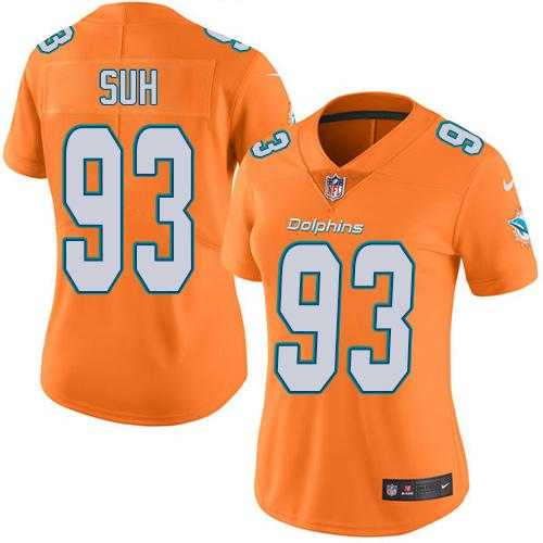 Women's Nike Miami Dolphins #93 Ndamukong Suh Orange Stitched NFL Limited Rush Jersey