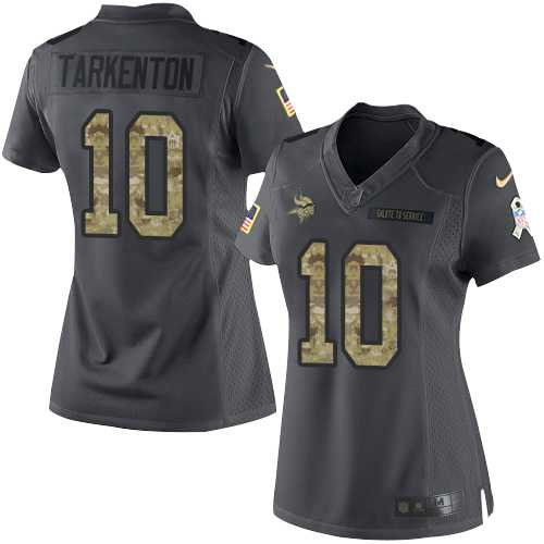 Women's Nike Minnesota Vikings #10 Fran Tarkenton Anthracite Stitched NFL Limited 2016 Salute To Service Jersey
