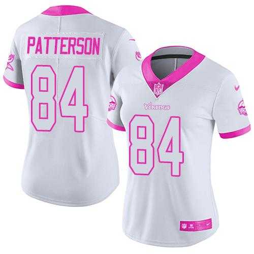 Women's Nike Minnesota Vikings #84 Cordarrelle Patterson White Pink Stitched NFL Limited Rush Fashion Jersey