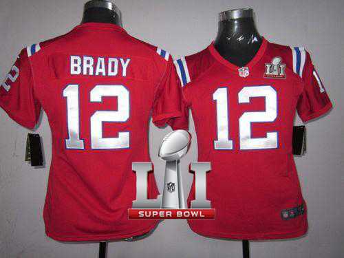Women's Nike New England Patriots #12 Tom Brady Red Alternate Super Bowl LI 51 Stitched NFL Elite Jersey