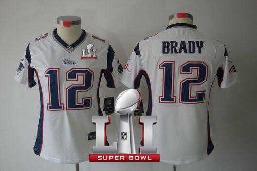 Women's Nike New England Patriots #12 Tom Brady White Super Bowl LI 51 Stitched NFL Limited Jersey