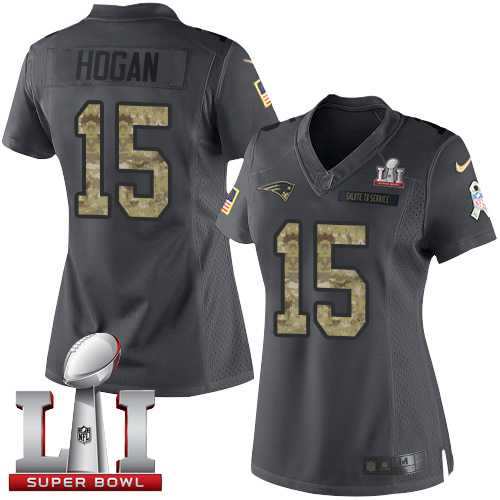 Women's Nike New England Patriots #15 Chris Hogan Black Super Bowl LI 51 Stitched NFL Limited 2016 Salute to Service Jersey
