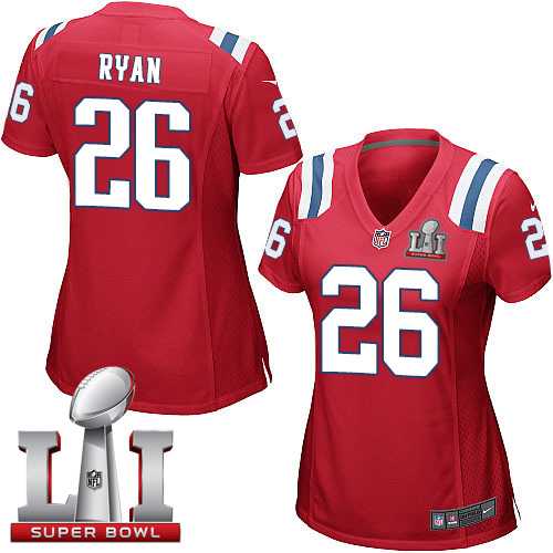 Women's Nike New England Patriots #26 Logan Ryan Red Alternate Super Bowl LI 51 Stitched NFL Elite Jersey