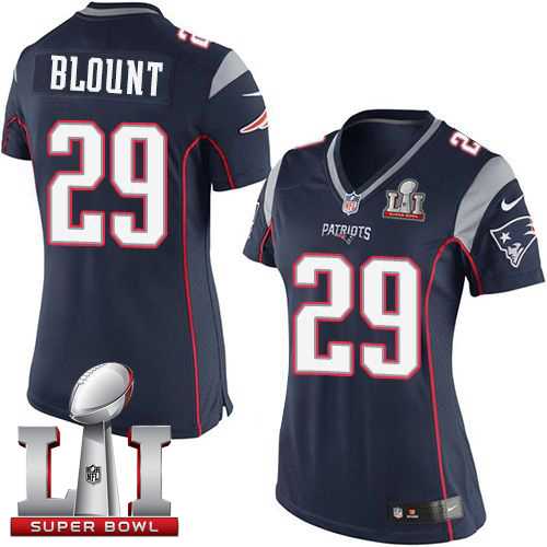 Women's Nike New England Patriots #29 LeGarrette Blount Navy Blue Team Color Super Bowl LI 51 Stitched NFL New Elite Jersey