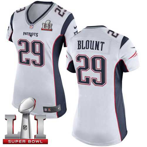 Women's Nike New England Patriots #29 LeGarrette Blount White Super Bowl LI 51 Stitched NFL New Elite Jersey
