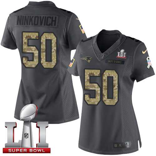 Women's Nike New England Patriots #50 Rob Ninkovich Black Super Bowl LI 51 Stitched NFL Limited 2016 Salute to Service Jersey