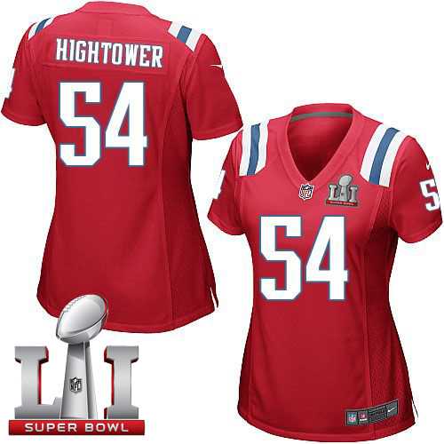 Women's Nike New England Patriots #54 Dont'a Hightower Red Alternate Super Bowl LI 51 Stitched NFL Elite Jersey