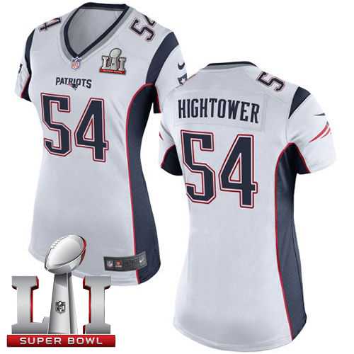 Women's Nike New England Patriots #54 Dont'a Hightower White Super Bowl LI 51 Stitched NFL New Elite Jersey