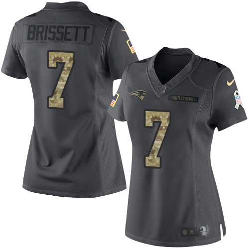 Women's Nike New England Patriots #7 Jacoby Brissett Anthracite Stitched NFL Limited 2016 Salute to Service Jersey