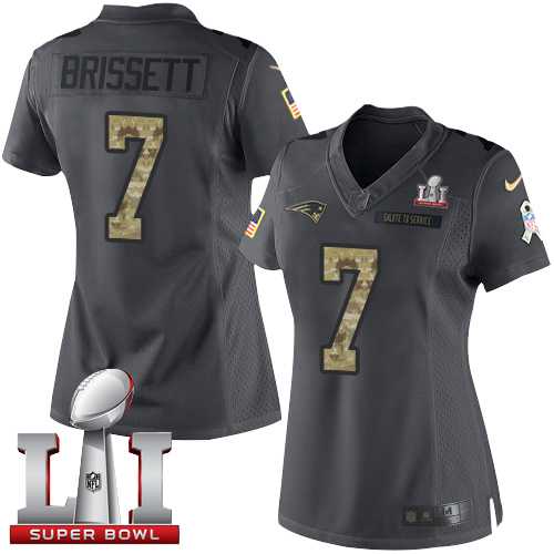 Women's Nike New England Patriots #7 Jacoby Brissett Black Super Bowl LI 51 Stitched NFL Limited 2016 Salute to Service Jersey