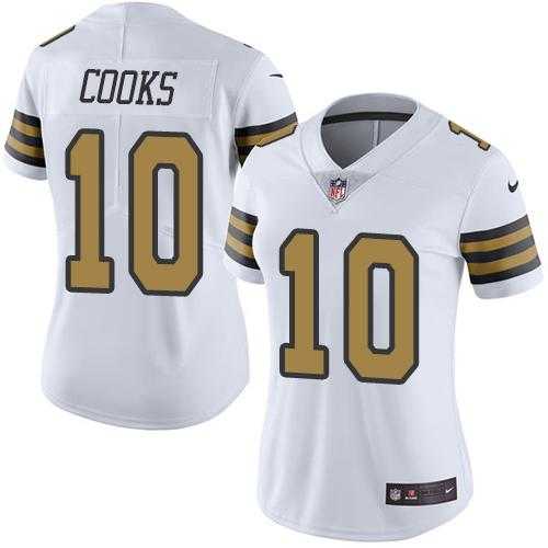 Women's Nike New Orleans Saints #10 Brandin Cooks White Stitched NFL Limited Rush Jersey