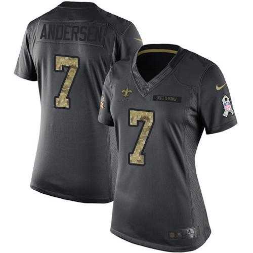 Women's Nike New Orleans Saints #7 Morten Andersen Anthracite Stitched NFL Limited 2016 Salute to Service Jersey