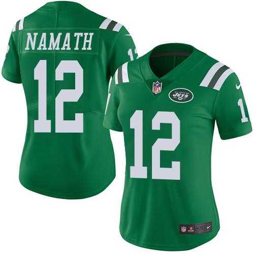 Women's Nike New York Jets #12 Joe Namath Green Stitched NFL Limited Rush Jersey