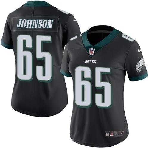 Women's Nike Philadelphia Eagles #65 Lane Johnson Black Stitched NFL Limited Rush Jersey