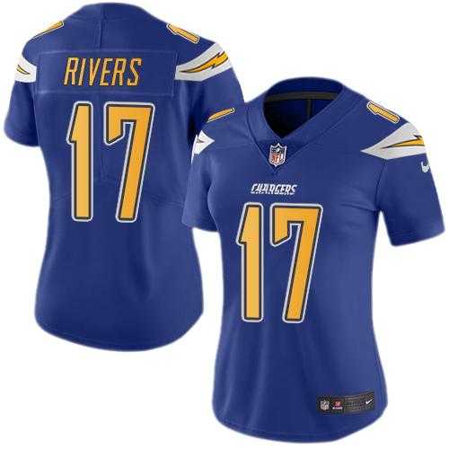 Women's Nike San Diego Chargers #17 Philip Rivers Electric Blue Stitched NFL Limited Rush Jersey