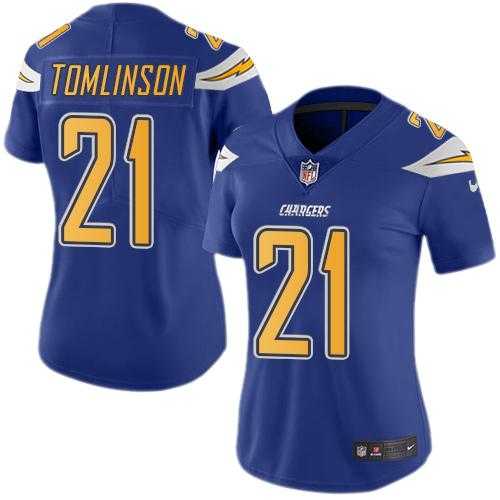 Women's Nike San Diego Chargers #21 LaDainian Tomlinson Electric Blue Stitched NFL Limited Rush Jersey