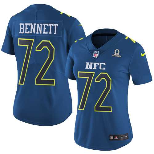 Women's Nike Seattle Seahawks #72 Michael Bennett Navy Stitched NFL Limited NFC 2017 Pro Bowl Jersey