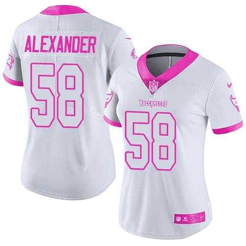 Women's Nike Tampa Bay Buccaneers #58 Kwon Alexander White Pink Stitched NFL Limited Rush Fashion Jersey