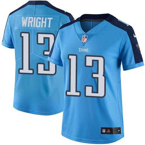 Women's Nike Tennessee Titans #13 Kendall Wright Light Blue Stitched NFL Limited Rush Jersey