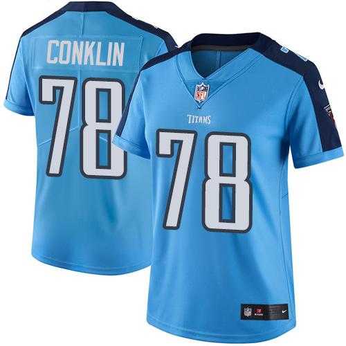 Women's Nike Tennessee Titans #78 Jack Conklin Light Blue Stitched NFL Limited Rush Jersey