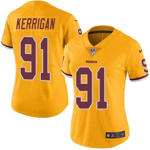 Women's Nike Washington Redskins #91 Ryan Kerrigan Gold Stitched NFL Limited Rush Jersey