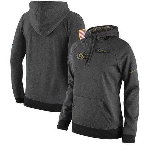 Women's San Francisco 49ers Anthracite Salute to Service Player Performance Hoodie