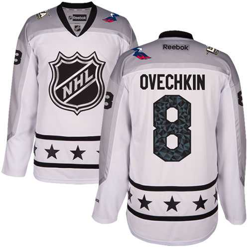 Women's Washington Capitals #8 Alex Ovechkin White 2017 All-Star Metropolitan Division Stitched NHL Jersey