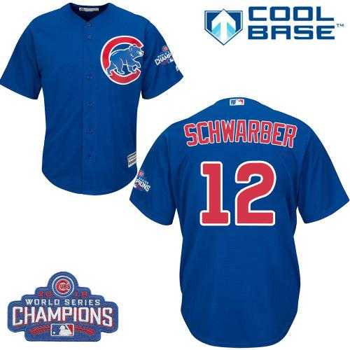 Youth Chicago Cubs #12 Kyle Schwarber Blue Alternate 2016 World Series Champions Stitched Baseball Jersey
