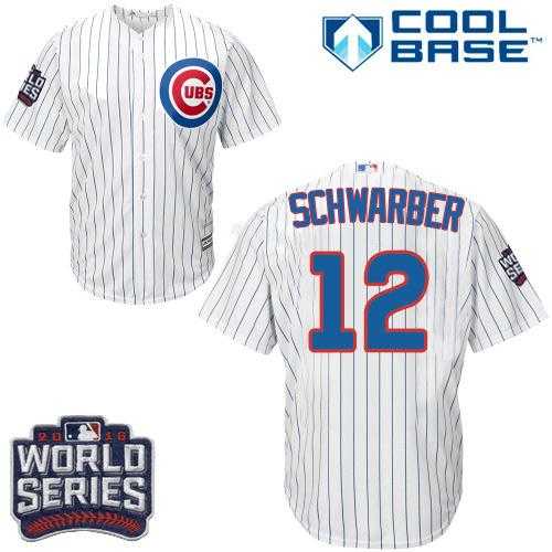 Youth Chicago Cubs #12 Kyle Schwarber White Home 2016 World Series Bound Stitched Baseball Jersey