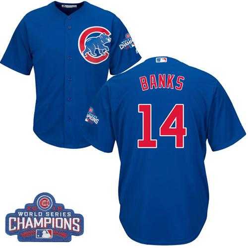 Youth Chicago Cubs #14 Ernie Banks Blue Alternate 2016 World Series Champions Stitched Baseball Jersey