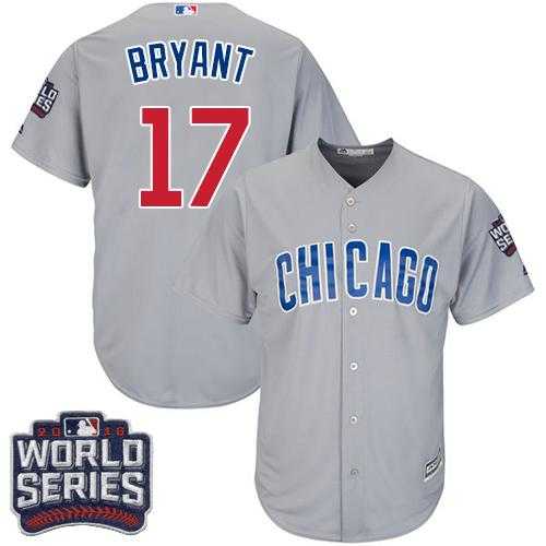 Youth Chicago Cubs #17 Kris Bryant Grey Road 2016 World Series Bound Stitched Baseball Jersey