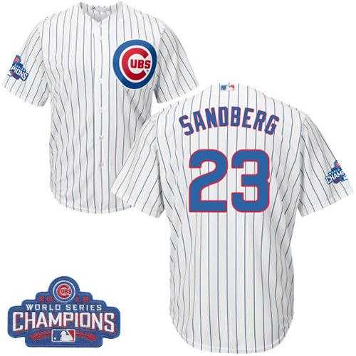 Youth Chicago Cubs #23 Ryne Sandberg White Home 2016 World Series Champions Stitched Baseball Jersey