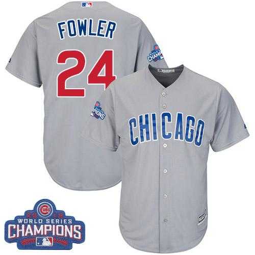 Youth Chicago Cubs #24 Dexter Fowler Grey Road 2016 World Series Champions Stitched Baseball Jersey
