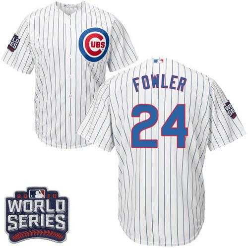 Youth Chicago Cubs #24 Dexter Fowler White Home 2016 World Series Bound Stitched Baseball Jersey