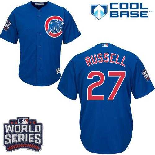 Youth Chicago Cubs #27 Addison Russell Blue Alternate 2016 World Series Bound Stitched Baseball Jersey