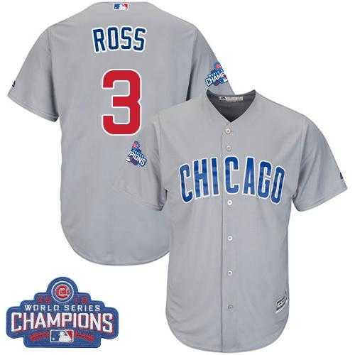 Youth Chicago Cubs #3 David Ross Grey Road 2016 World Series Champions Stitched Baseball Jersey
