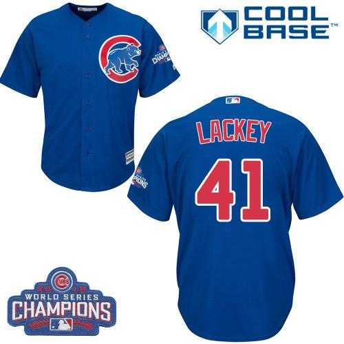 Youth Chicago Cubs #41 John Lackey Blue Alternate 2016 World Series Champions Stitched Baseball Jersey