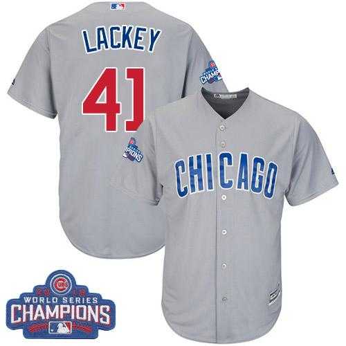 Youth Chicago Cubs #41 John Lackey Grey Road 2016 World Series Champions Stitched Baseball Jersey