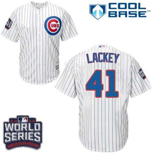 Youth Chicago Cubs #41 John Lackey White Home 2016 World Series Bound Stitched Baseball Jersey