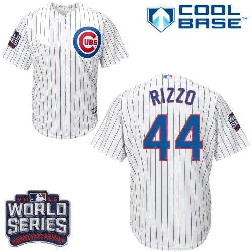 Youth Chicago Cubs #44 Anthony Rizzo White Home 2016 World Series Bound Stitched Baseball Jersey
