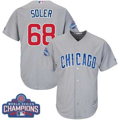 Youth Chicago Cubs #68 Jorge Soler Grey Road 2016 World Series Champions Stitched Baseball Jersey