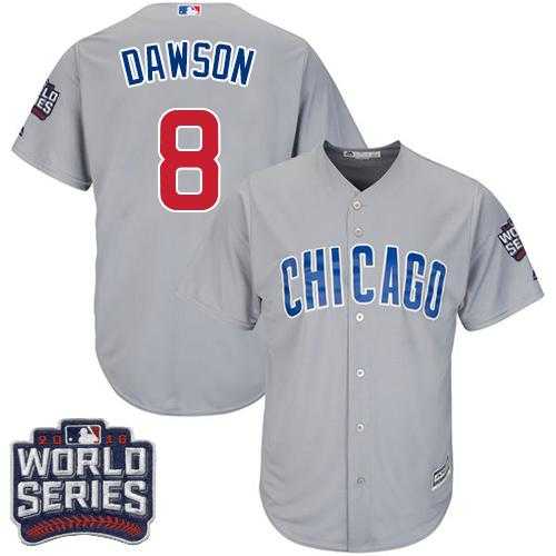 Youth Chicago Cubs #8 Andre Dawson Grey Road 2016 World Series Bound Stitched Baseball Jersey
