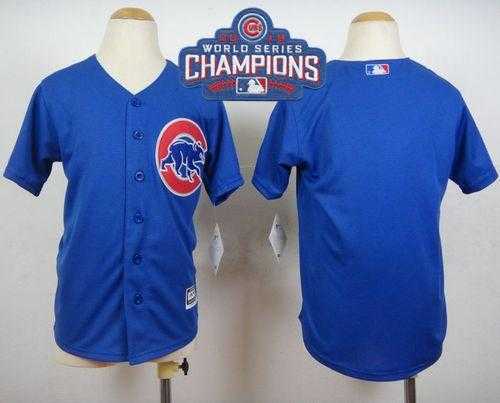 Youth Chicago Cubs Blank Blue Alternate 2016 World Series Champions Stitched Baseball Jersey