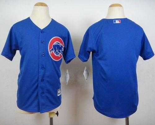 Youth Chicago Cubs Blank Blue Cool Base Stitched Baseball Jersey