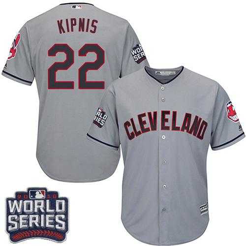 Youth Cleveland Indians #22 Jason Kipnis Grey Road 2016 World Series Bound Stitched Baseball Jersey